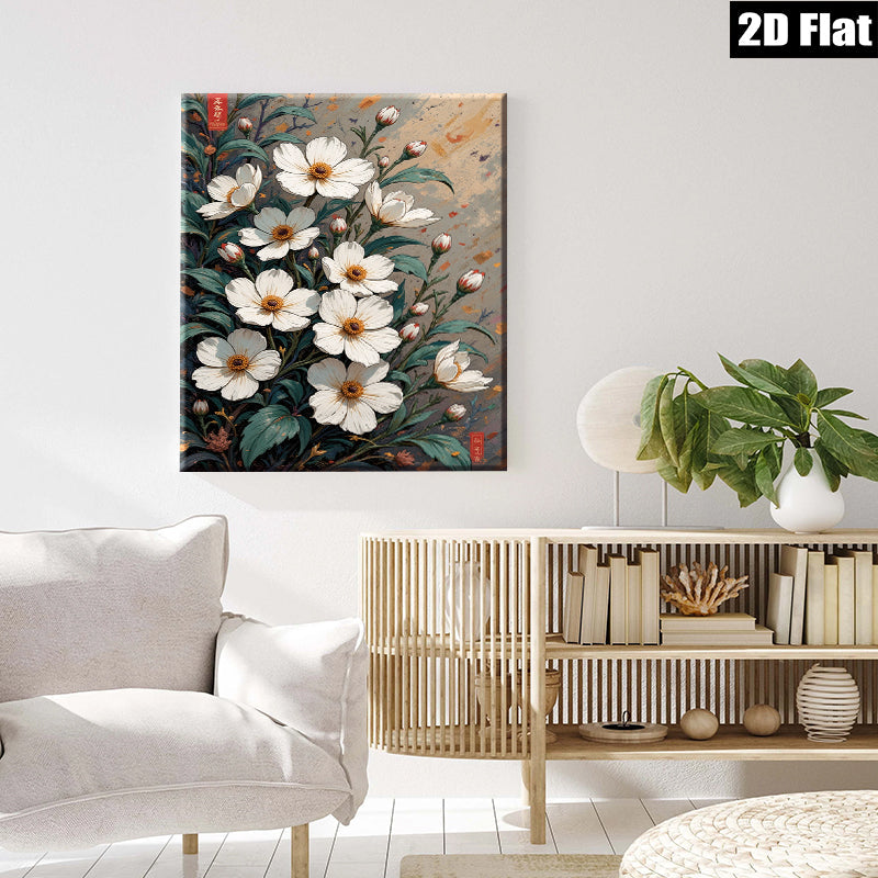2D flat 1pc Wildflower Botanical Wall Art Prints Vivid Floral Canvas Painting Home Decor Living Room Bedroom Modern Farmhouse Style Gallery Wrapped Ready to Hang