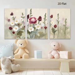 2D flat 1pc Wildflower Garden Bloom Painting Farmhouse Wall Decor Living Room Bedroom Art Prints Canvas Pictures Modern Rustic Style Home Decorations
