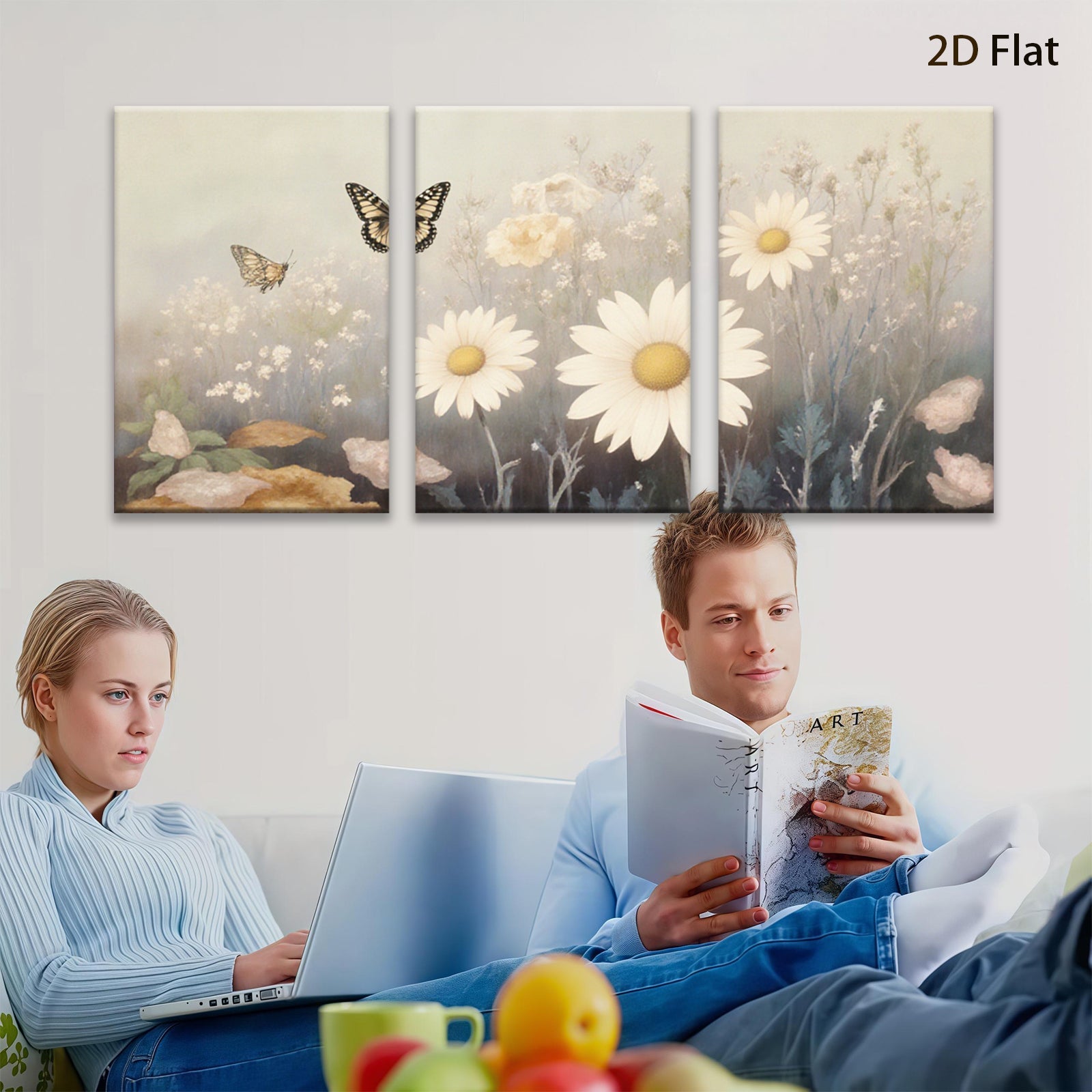 2D flat 1pc Wildflower Meadow Bliss Botanical Wall Art Prints Farmhouse Decor Living Room Bedroom Gallery Wrapped Canvas Prints for Home D��cor Modern Aesthetic