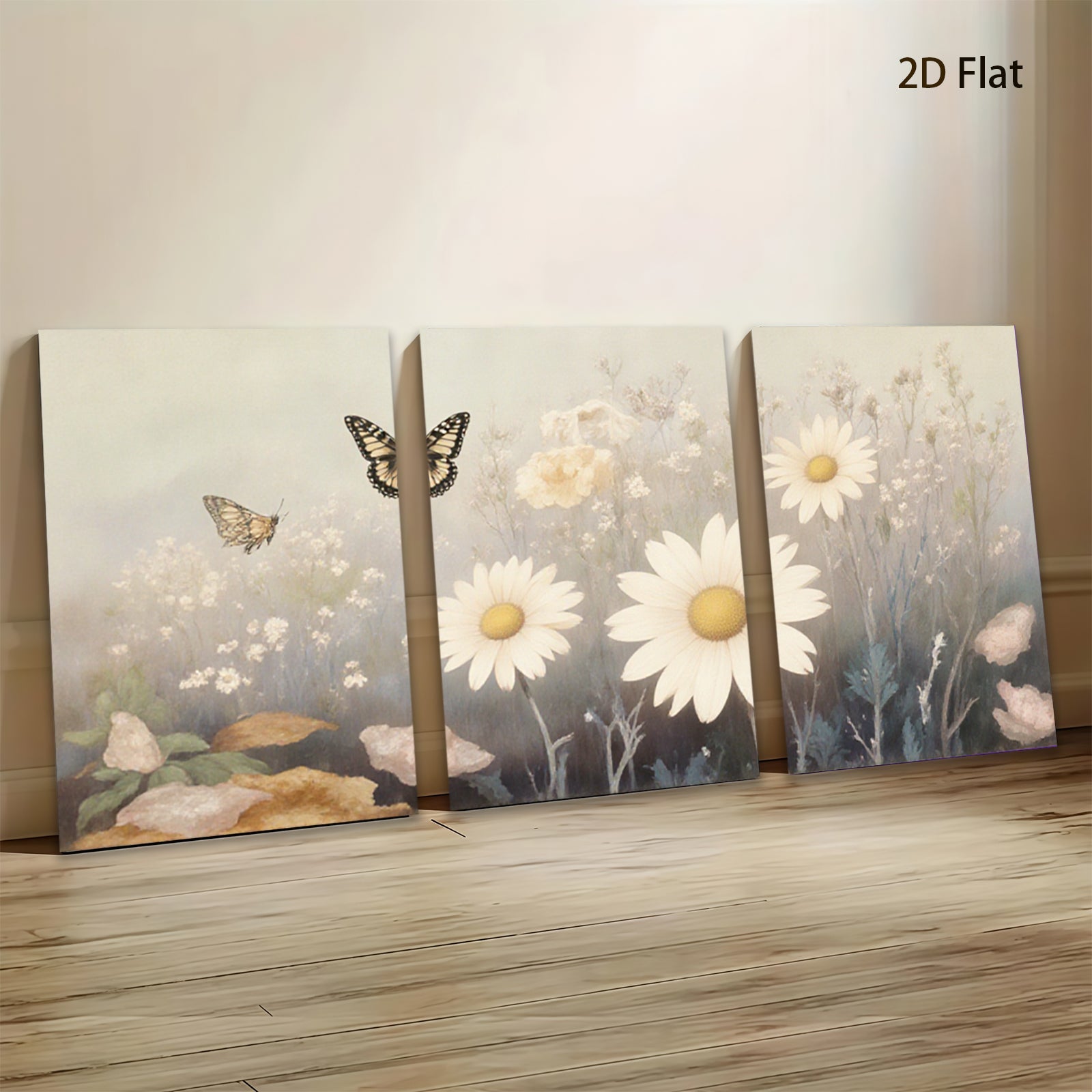 2D flat 1pc Wildflower Meadow Bliss Botanical Wall Art Prints Farmhouse Decor Living Room Bedroom Gallery Wrapped Canvas Prints for Home D��cor Modern Aesthetic
