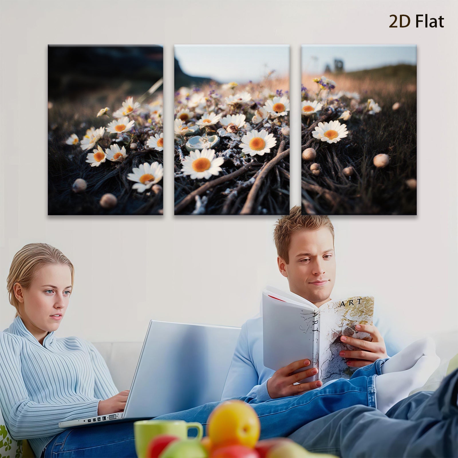 2D flat 1pc Wildflower Meadow Bliss Rustic Farmhouse Wall Decor for Living Room Bedroom Modern Gallery Wrapped Canvas Prints Botanical Art Home D��cor