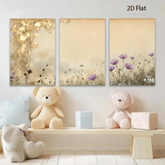 2D flat 1pc Wildflower Meadow Bliss serene botanical wall art for living room bedroom farmhouse decor gallery wrapped canvas prints modern minimalist aesthetic