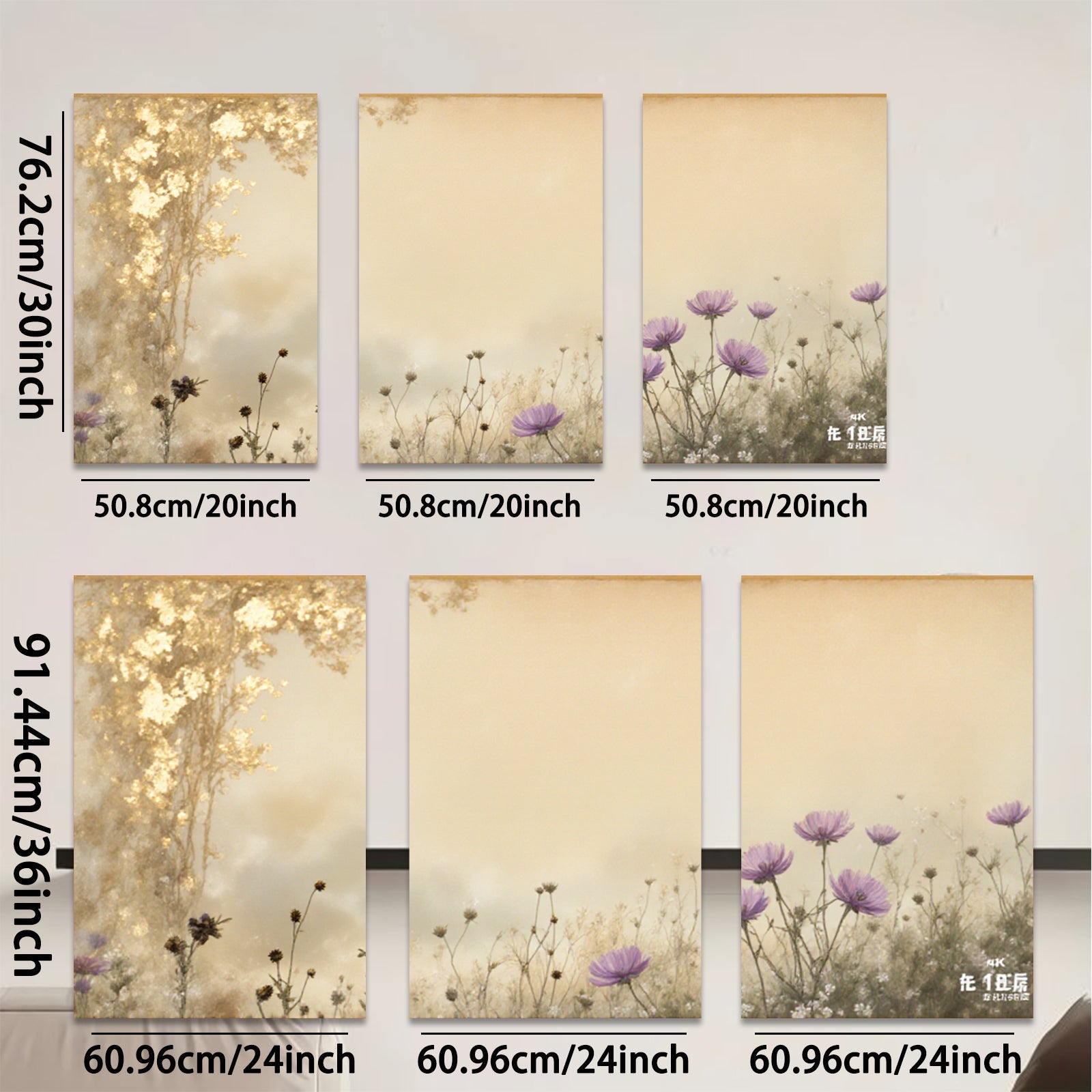 2D flat 1pc Wildflower Meadow Bliss serene botanical wall art for living room bedroom farmhouse decor gallery wrapped canvas prints modern minimalist aesthetic