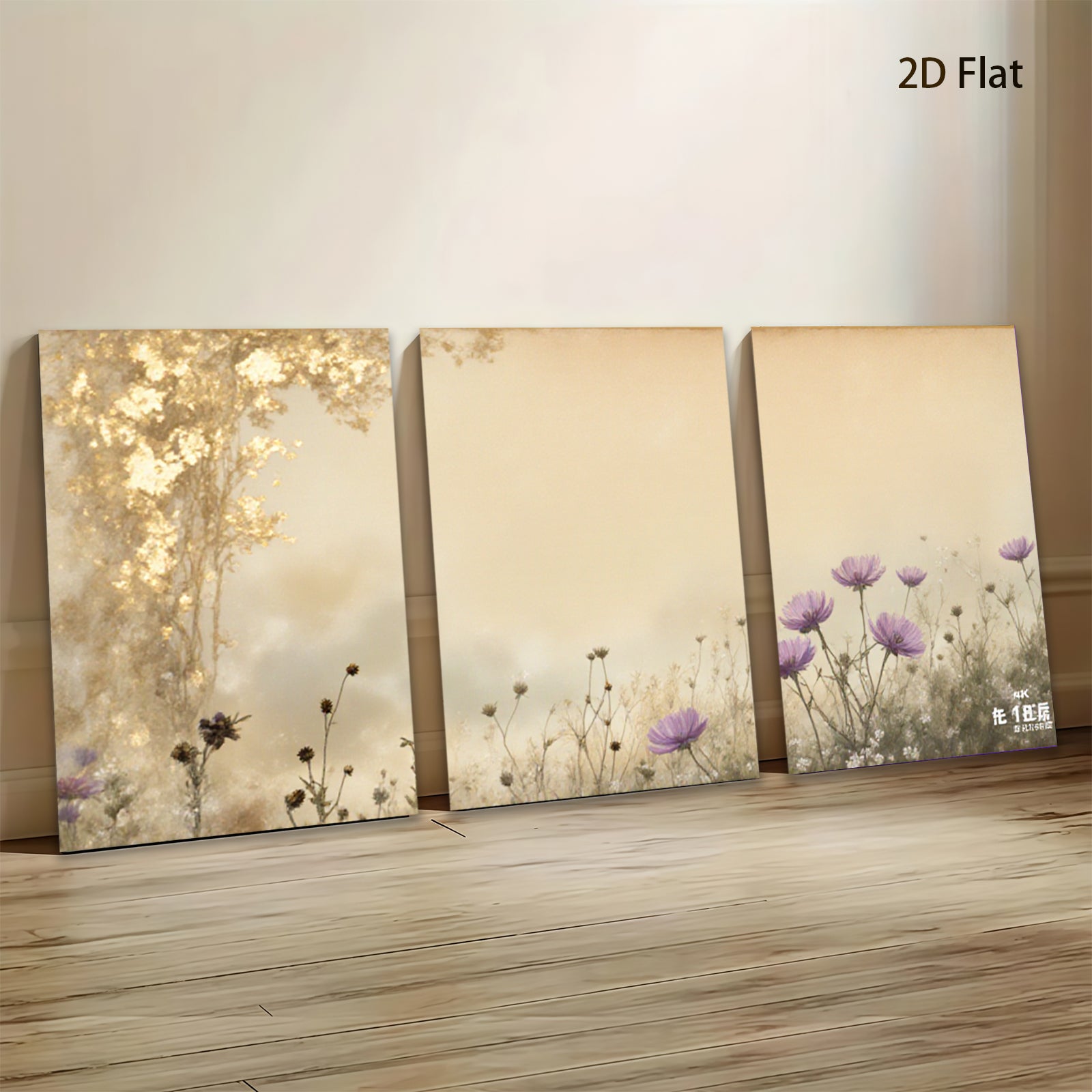 2D flat 1pc Wildflower Meadow Bliss serene botanical wall art for living room bedroom farmhouse decor gallery wrapped canvas prints modern minimalist aesthetic