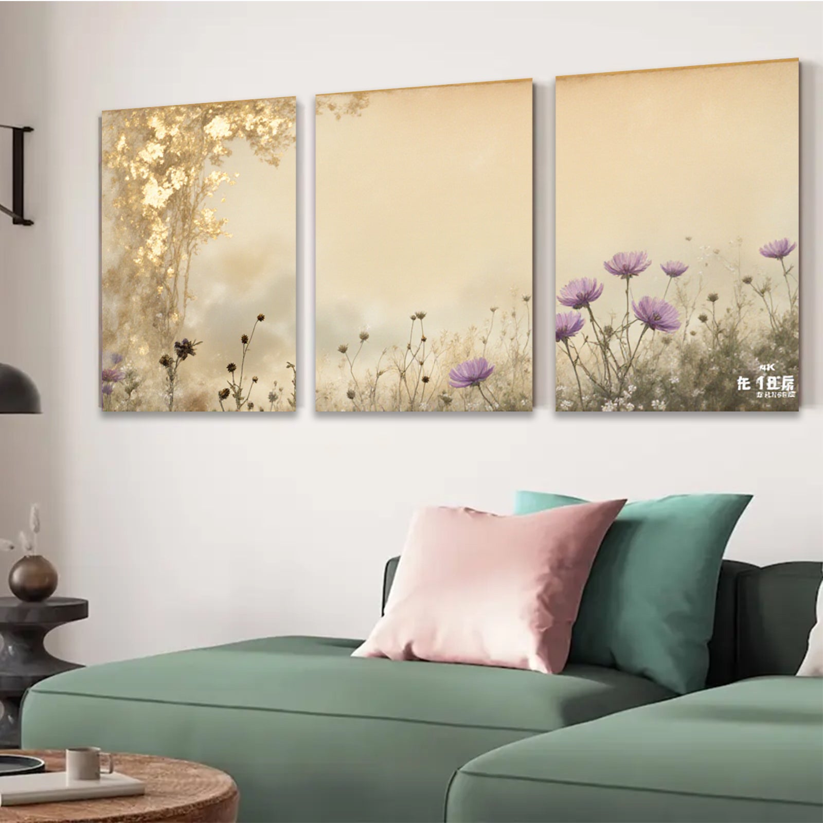 2D flat 1pc Wildflower Meadow Bliss serene botanical wall art for living room bedroom farmhouse decor gallery wrapped canvas prints modern minimalist aesthetic