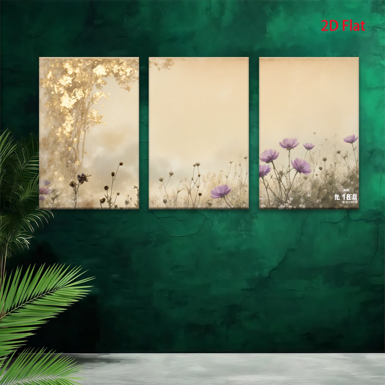 2D flat 1pc Wildflower Meadow Bliss serene botanical wall art for living room bedroom farmhouse decor gallery wrapped canvas prints modern minimalist aesthetic