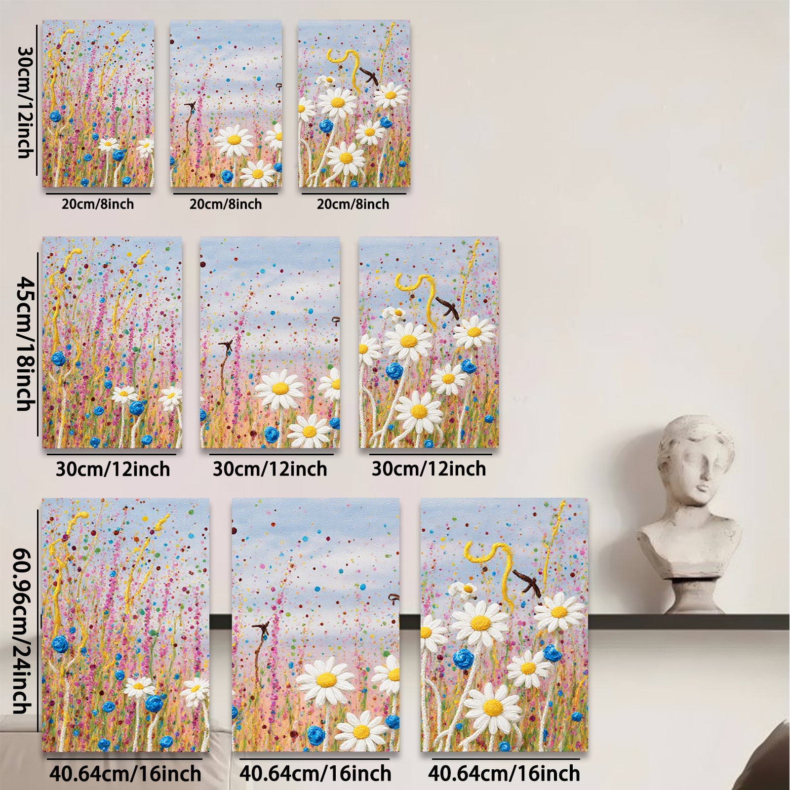 2D flat 1pc Wildflower Meadow Bliss vibrant floral painting for living room bedroom home decor farmhouse wall art modern canvas prints
