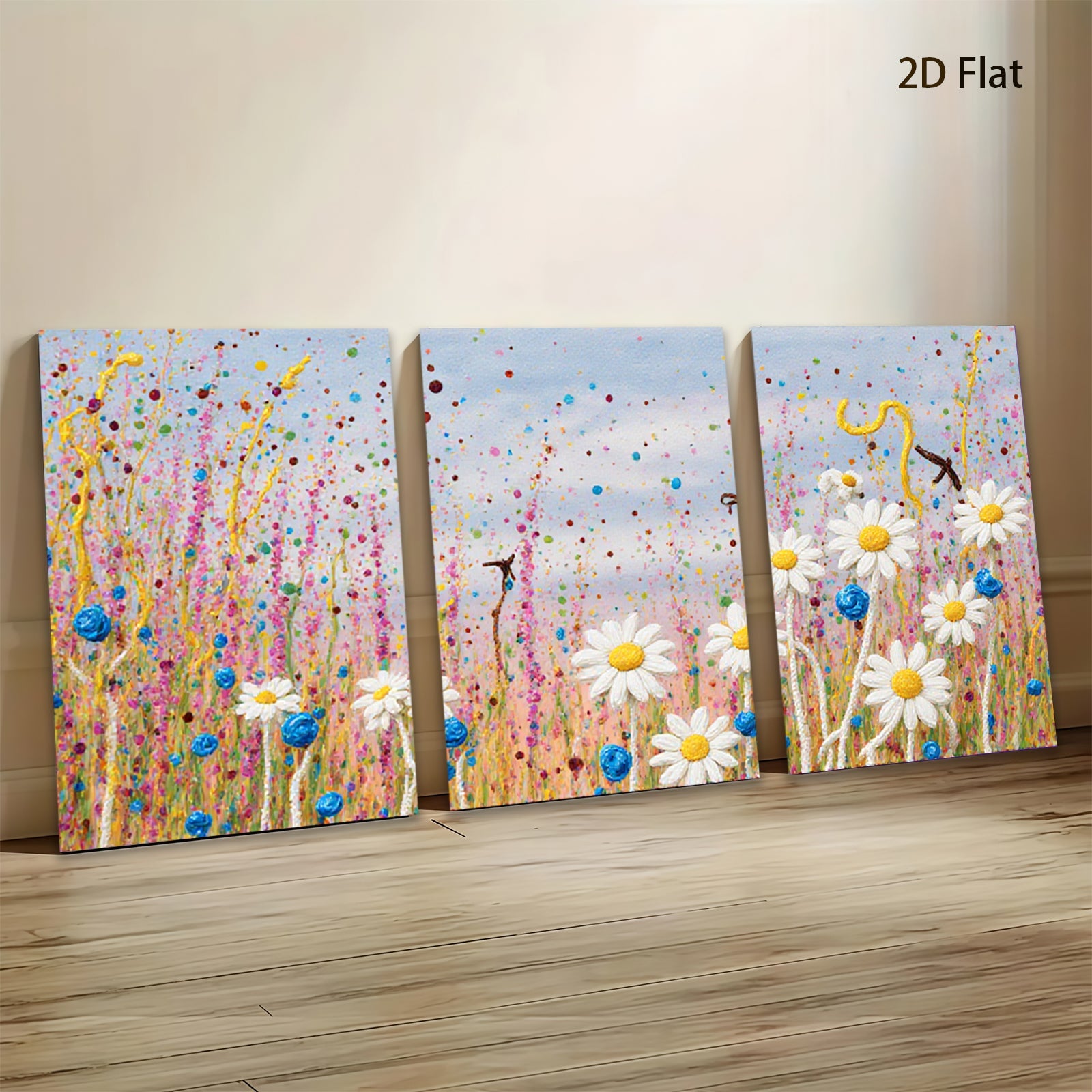 2D flat 1pc Wildflower Meadow Bliss vibrant floral painting for living room bedroom home decor farmhouse wall art modern canvas prints
