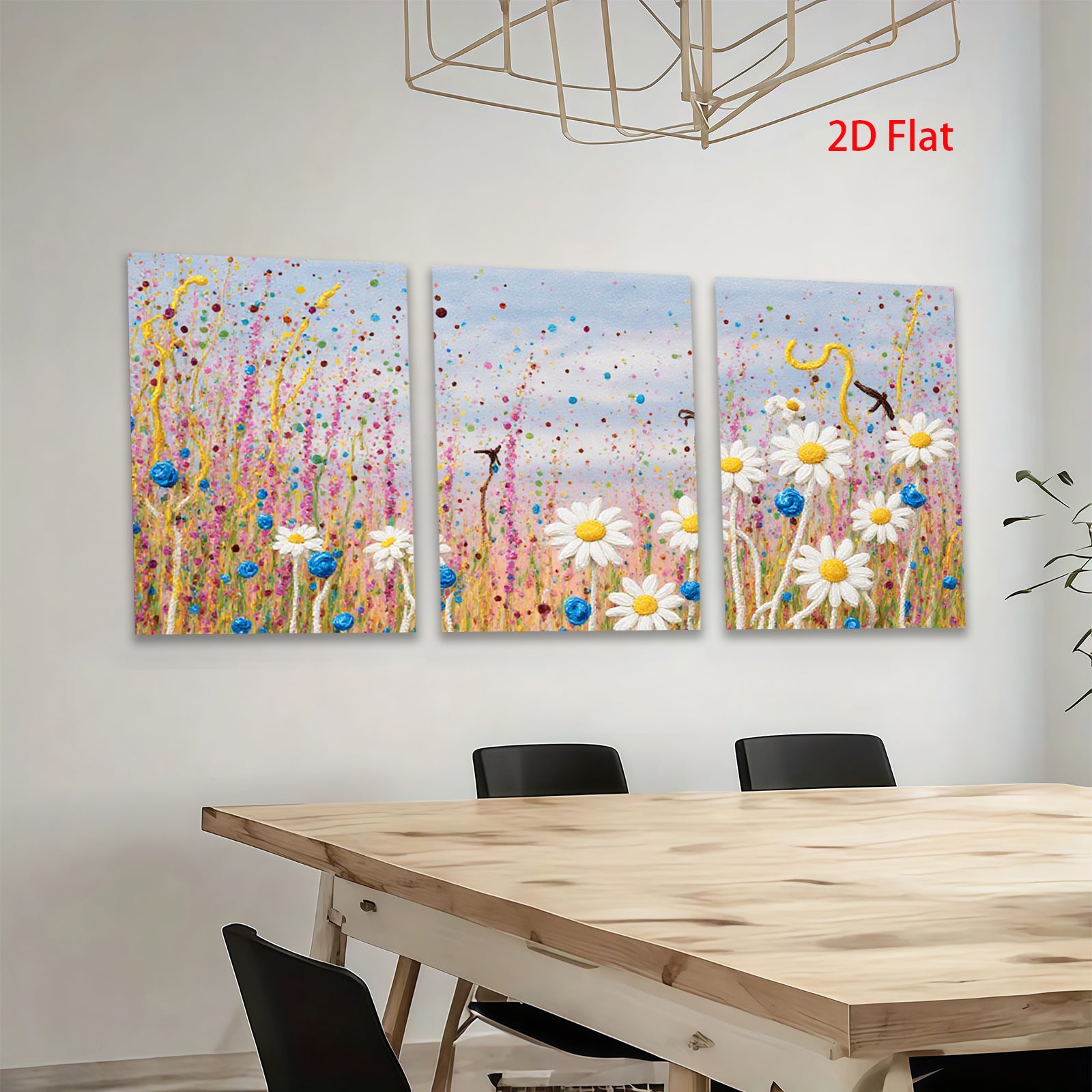 2D flat 1pc Wildflower Meadow Bliss vibrant floral painting for living room bedroom home decor farmhouse wall art modern canvas prints