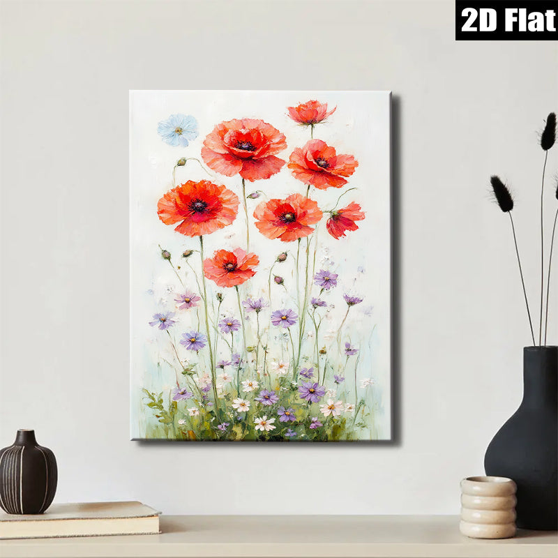 2D flat 1pc Wildflower Meadow Blooming Floral Art Wall Decor for Living Room Bedroom Bathroom Farmhouse Style Canvas Prints Modern Home Decorations