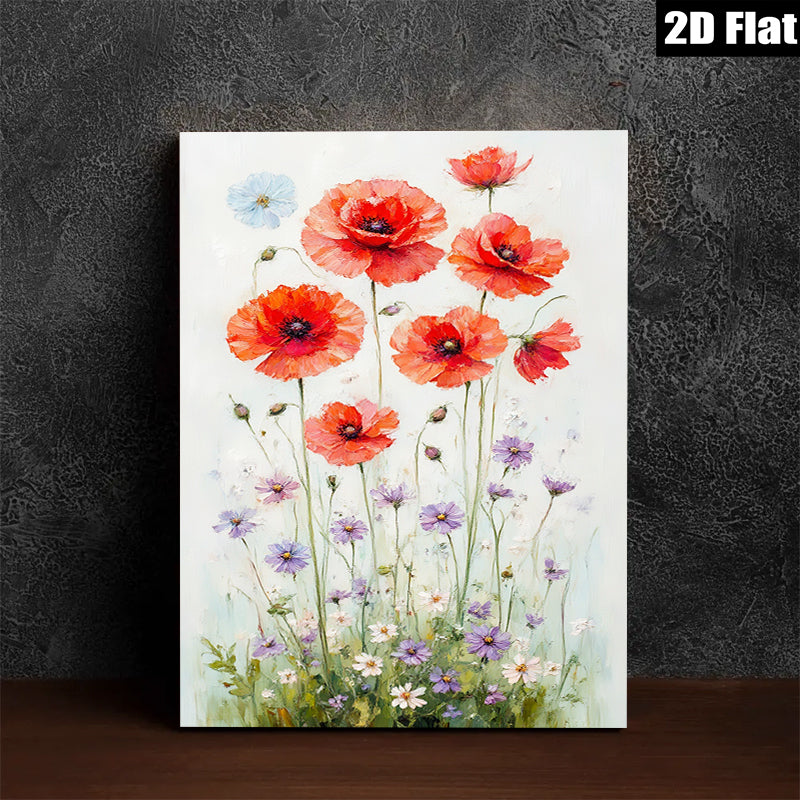 2D flat 1pc Wildflower Meadow Blooming Floral Art Wall Decor for Living Room Bedroom Bathroom Farmhouse Style Canvas Prints Modern Home Decorations