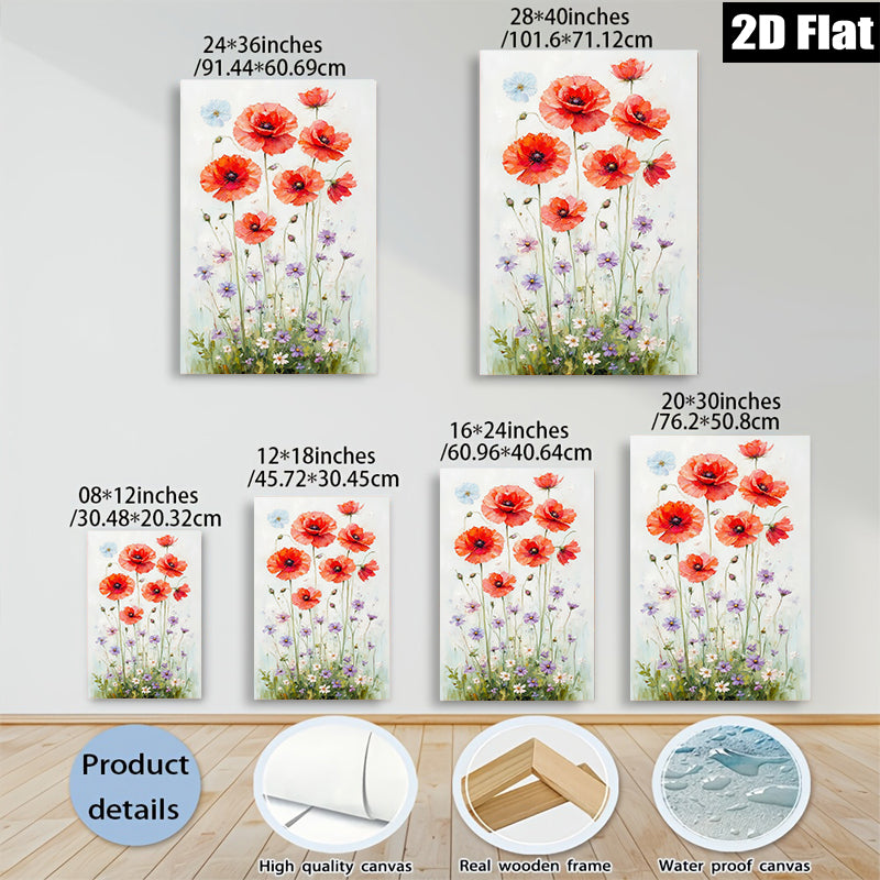 2D flat 1pc Wildflower Meadow Blooming Floral Art Wall Decor for Living Room Bedroom Bathroom Farmhouse Style Canvas Prints Modern Home Decorations