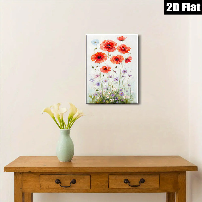 2D flat 1pc Wildflower Meadow Blooming Floral Art Wall Decor for Living Room Bedroom Bathroom Farmhouse Style Canvas Prints Modern Home Decorations