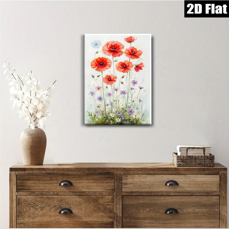 2D flat 1pc Wildflower Meadow Blooming Floral Art Wall Decor for Living Room Bedroom Bathroom Farmhouse Style Canvas Prints Modern Home Decorations