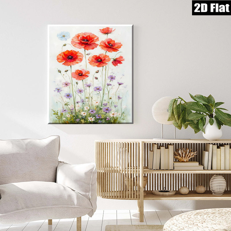 2D flat 1pc Wildflower Meadow Blooming Floral Art Wall Decor for Living Room Bedroom Bathroom Farmhouse Style Canvas Prints Modern Home Decorations