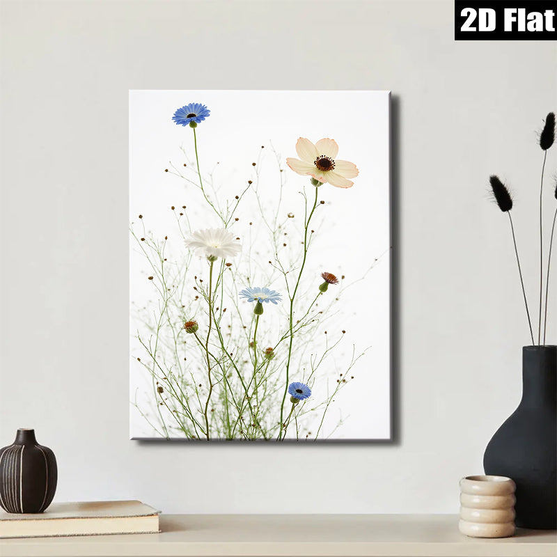 2D flat 1pc Wildflower Meadow Blooms Botanical Wall Art Prints Farmhouse Decor Living Room Bedroom Gallery Wrapped Canvas Prints Modern Minimalist Art
