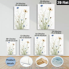 2D flat 1pc Wildflower Meadow Blooms Botanical Wall Art Prints Farmhouse Decor Living Room Bedroom Gallery Wrapped Canvas Prints Modern Minimalist Art