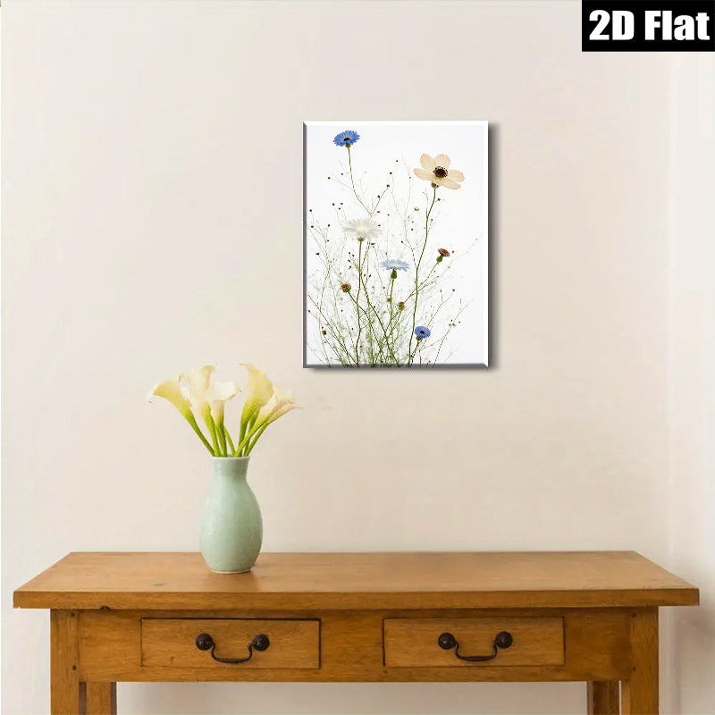 2D flat 1pc Wildflower Meadow Blooms Botanical Wall Art Prints Farmhouse Decor Living Room Bedroom Gallery Wrapped Canvas Prints Modern Minimalist Art