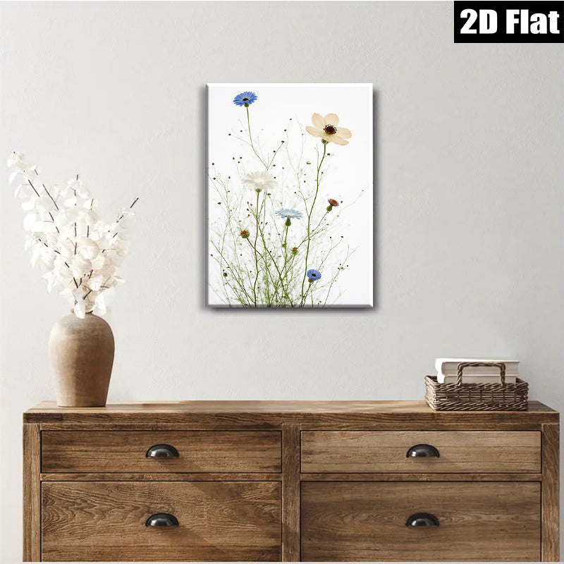 2D flat 1pc Wildflower Meadow Blooms Botanical Wall Art Prints Farmhouse Decor Living Room Bedroom Gallery Wrapped Canvas Prints Modern Minimalist Art