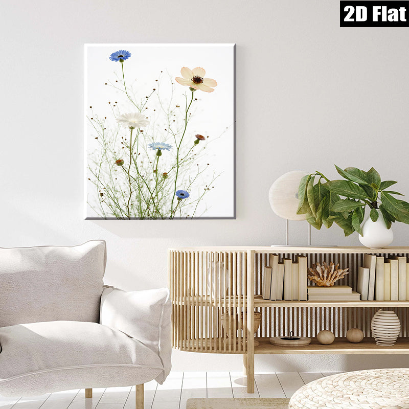 2D flat 1pc Wildflower Meadow Blooms Botanical Wall Art Prints Farmhouse Decor Living Room Bedroom Gallery Wrapped Canvas Prints Modern Minimalist Art