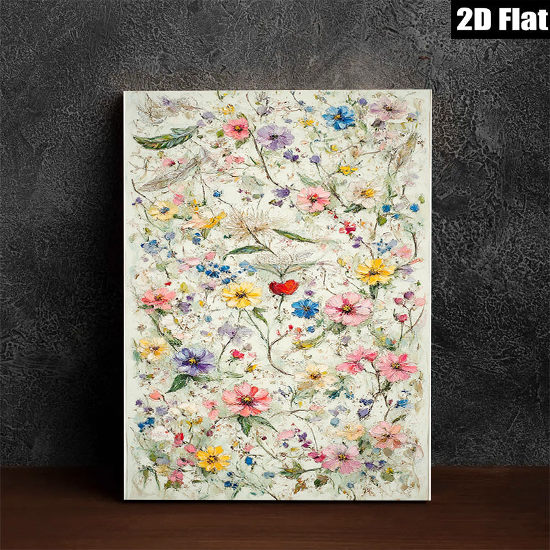 2D flat 1pc Wildflower Meadow Botanical Wall Art Prints for Living Room Bedroom Home Decor Farmhouse Style Canvas Prints Modern Artwork