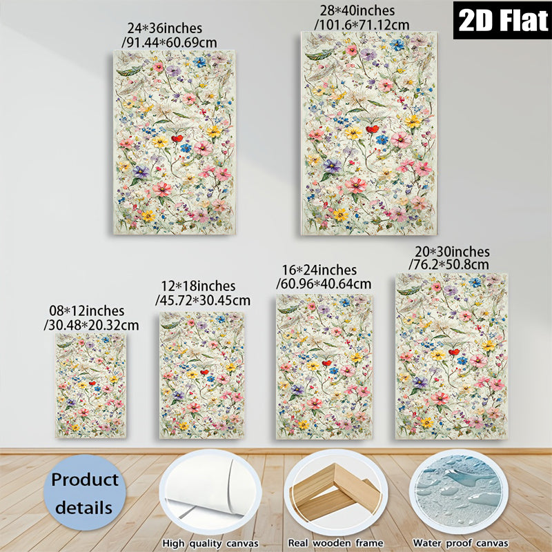 2D flat 1pc Wildflower Meadow Botanical Wall Art Prints for Living Room Bedroom Home Decor Farmhouse Style Canvas Prints Modern Artwork