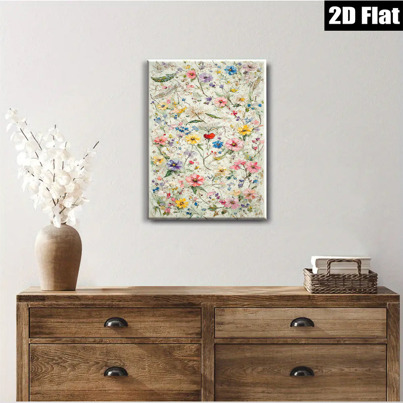2D flat 1pc Wildflower Meadow Botanical Wall Art Prints for Living Room Bedroom Home Decor Farmhouse Style Canvas Prints Modern Artwork