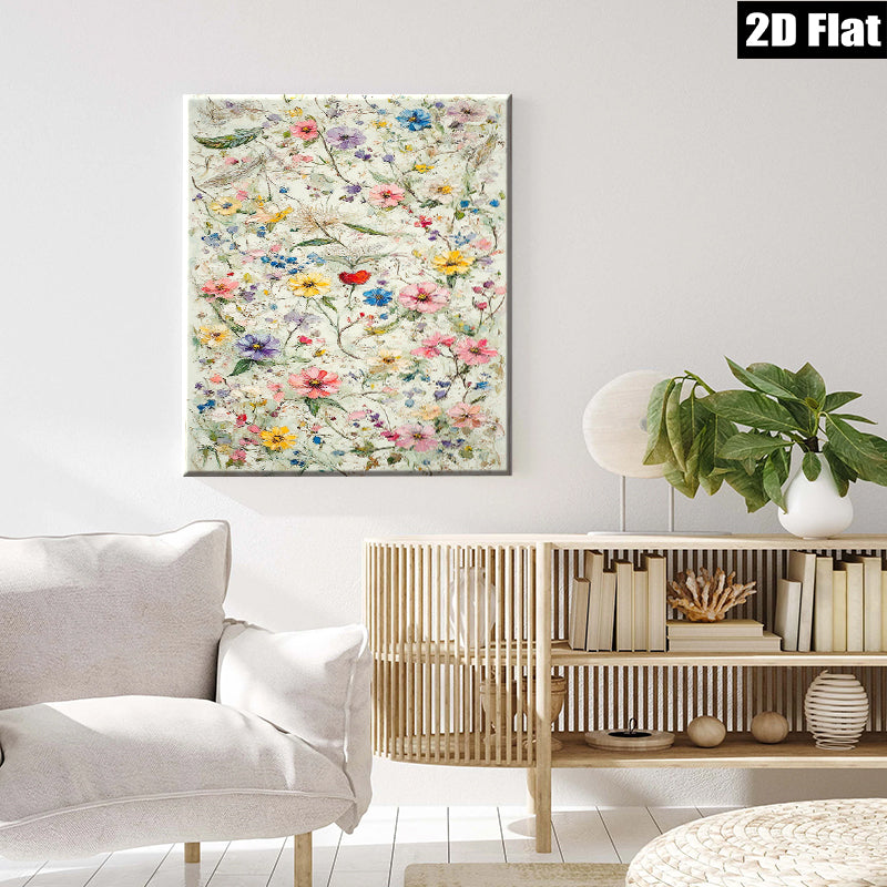2D flat 1pc Wildflower Meadow Botanical Wall Art Prints for Living Room Bedroom Home Decor Farmhouse Style Canvas Prints Modern Artwork