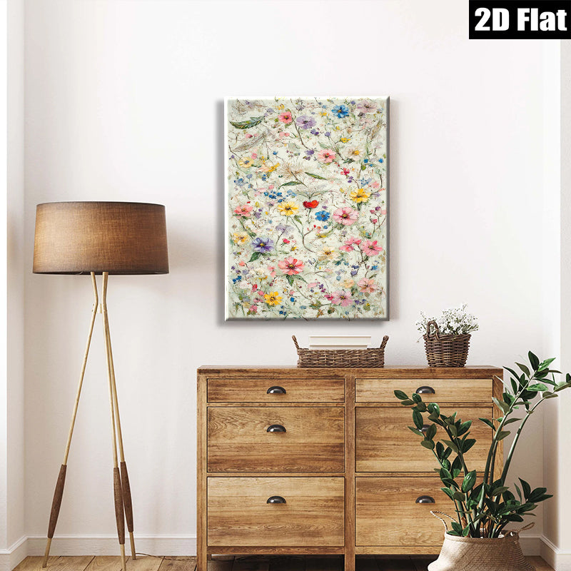 2D flat 1pc Wildflower Meadow Botanical Wall Art Prints for Living Room Bedroom Home Decor Farmhouse Style Canvas Prints Modern Artwork