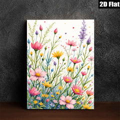2D flat 1pc Wildflower Meadow Burst Blooming Floral Art Canvas Wall Decor for Living Room Bedroom Bathroom Modern Farmhouse Aesthetic