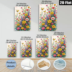 2D flat 1pc Wildflower Meadow Burst Botanical Art Home Wall Decor Living Room Bedroom Gallery Wrapped Canvas Prints Modern Farmhouse Aesthetic