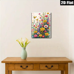 2D flat 1pc Wildflower Meadow Burst Botanical Art Home Wall Decor Living Room Bedroom Gallery Wrapped Canvas Prints Modern Farmhouse Aesthetic