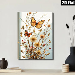 2D flat 1pc Wildflower Meadow Butterfly Pastoral Farmhouse Wall Art for Living Room Bedroom Gallery Wrapped Canvas Print Modern Home Decor Rustic Chic