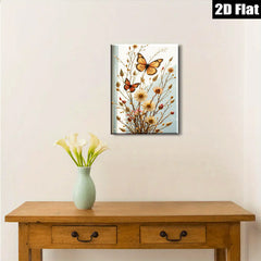 2D flat 1pc Wildflower Meadow Butterfly Pastoral Farmhouse Wall Art for Living Room Bedroom Gallery Wrapped Canvas Print Modern Home Decor Rustic Chic