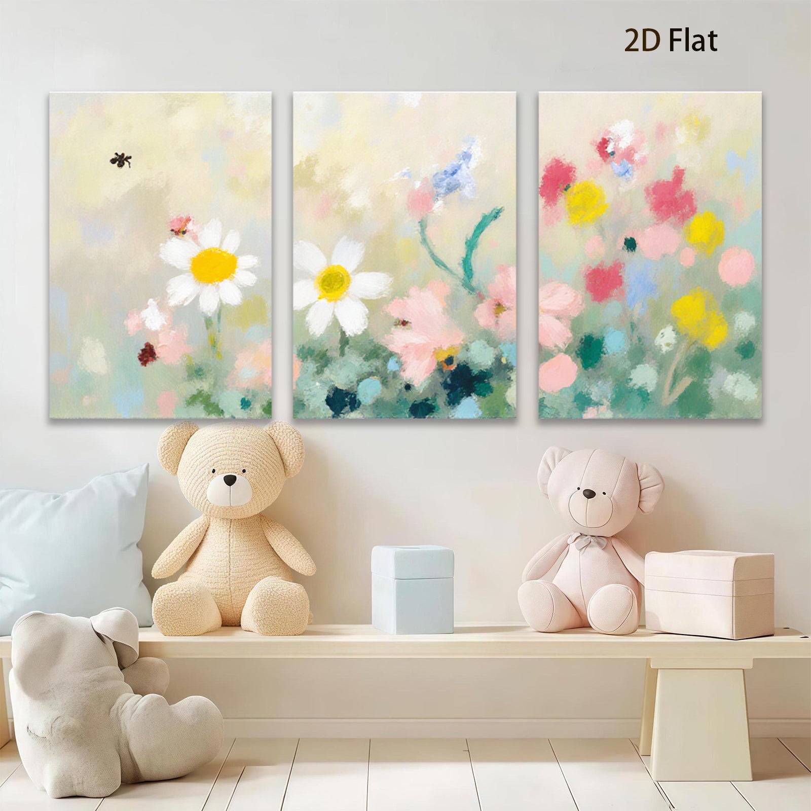 2D flat 1pc Wildflower Meadow Painting Modern Farmhouse Wall Art for Living Room Bedroom Decor Botanical Prints Canvas Artwork Cozy Home Accents