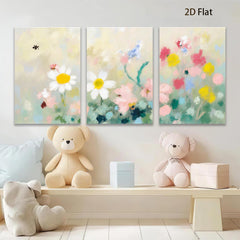 2D flat 1pc Wildflower Meadow Painting Modern Farmhouse Wall Art for Living Room Bedroom Decor Botanical Prints Canvas Artwork Cozy Home Accents