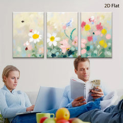 2D flat 1pc Wildflower Meadow Painting Modern Farmhouse Wall Art for Living Room Bedroom Decor Botanical Prints Canvas Artwork Cozy Home Accents