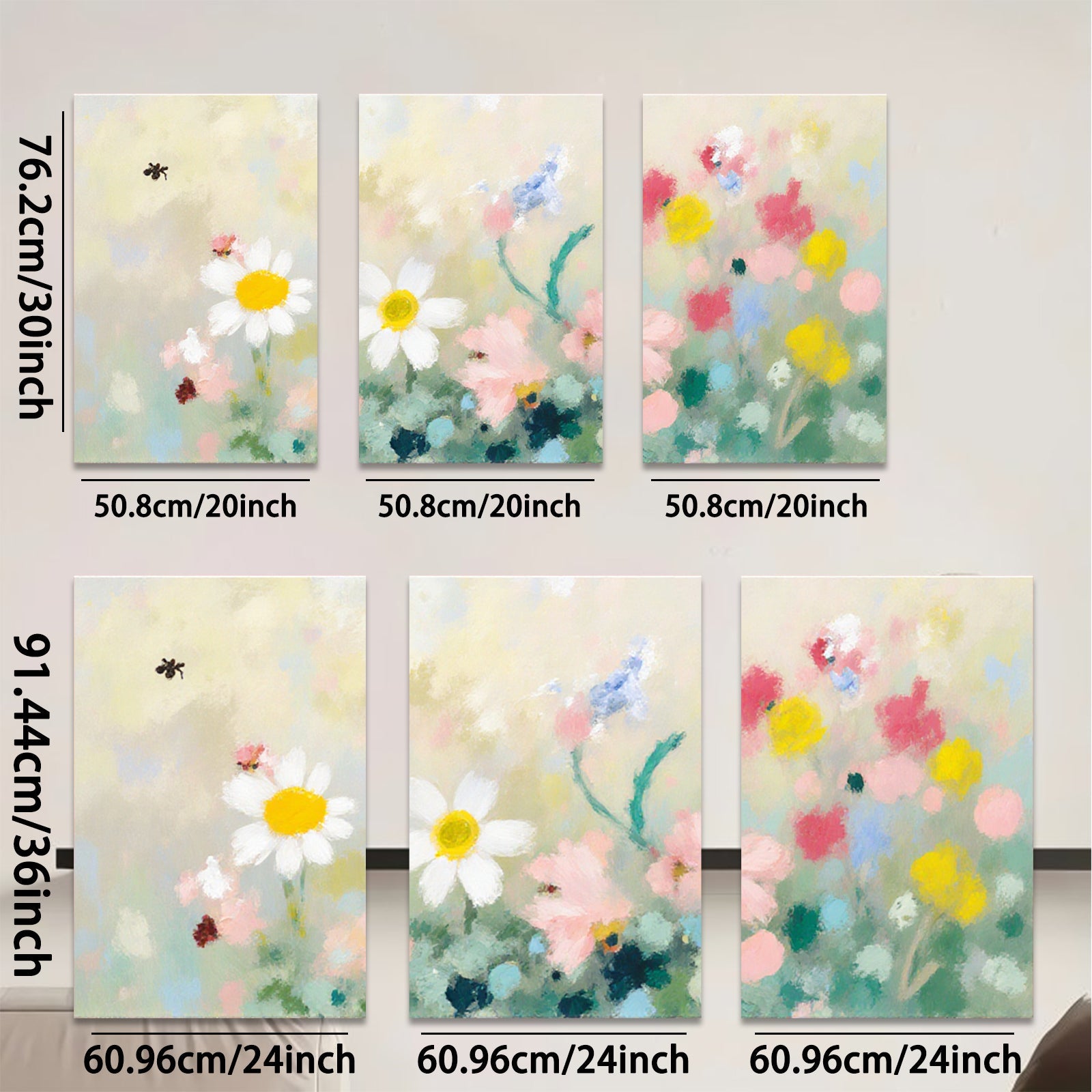 2D flat 1pc Wildflower Meadow Painting Modern Farmhouse Wall Art for Living Room Bedroom Decor Botanical Prints Canvas Artwork Cozy Home Accents