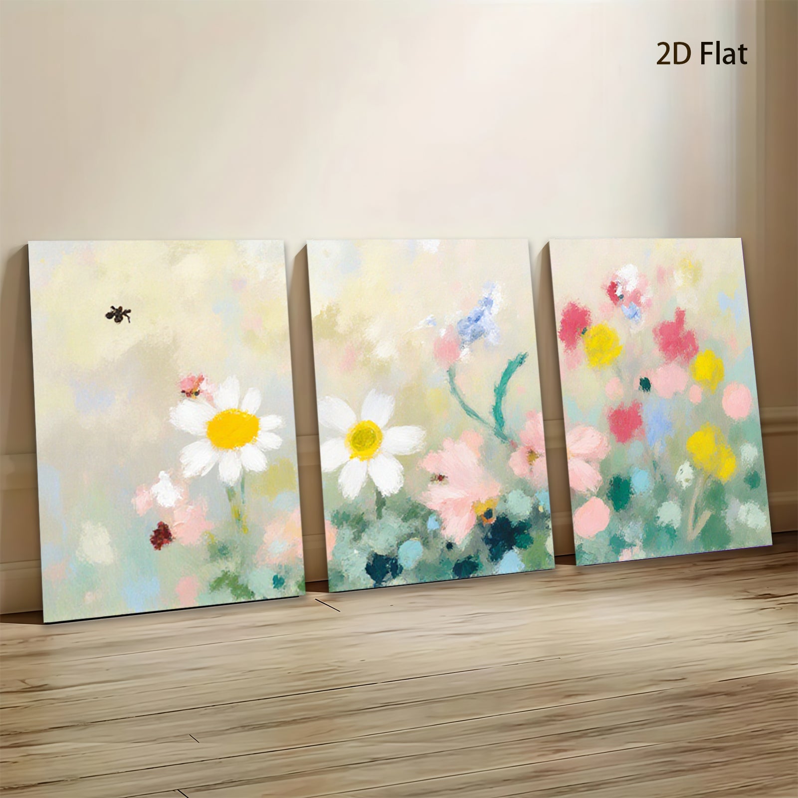 2D flat 1pc Wildflower Meadow Painting Modern Farmhouse Wall Art for Living Room Bedroom Decor Botanical Prints Canvas Artwork Cozy Home Accents