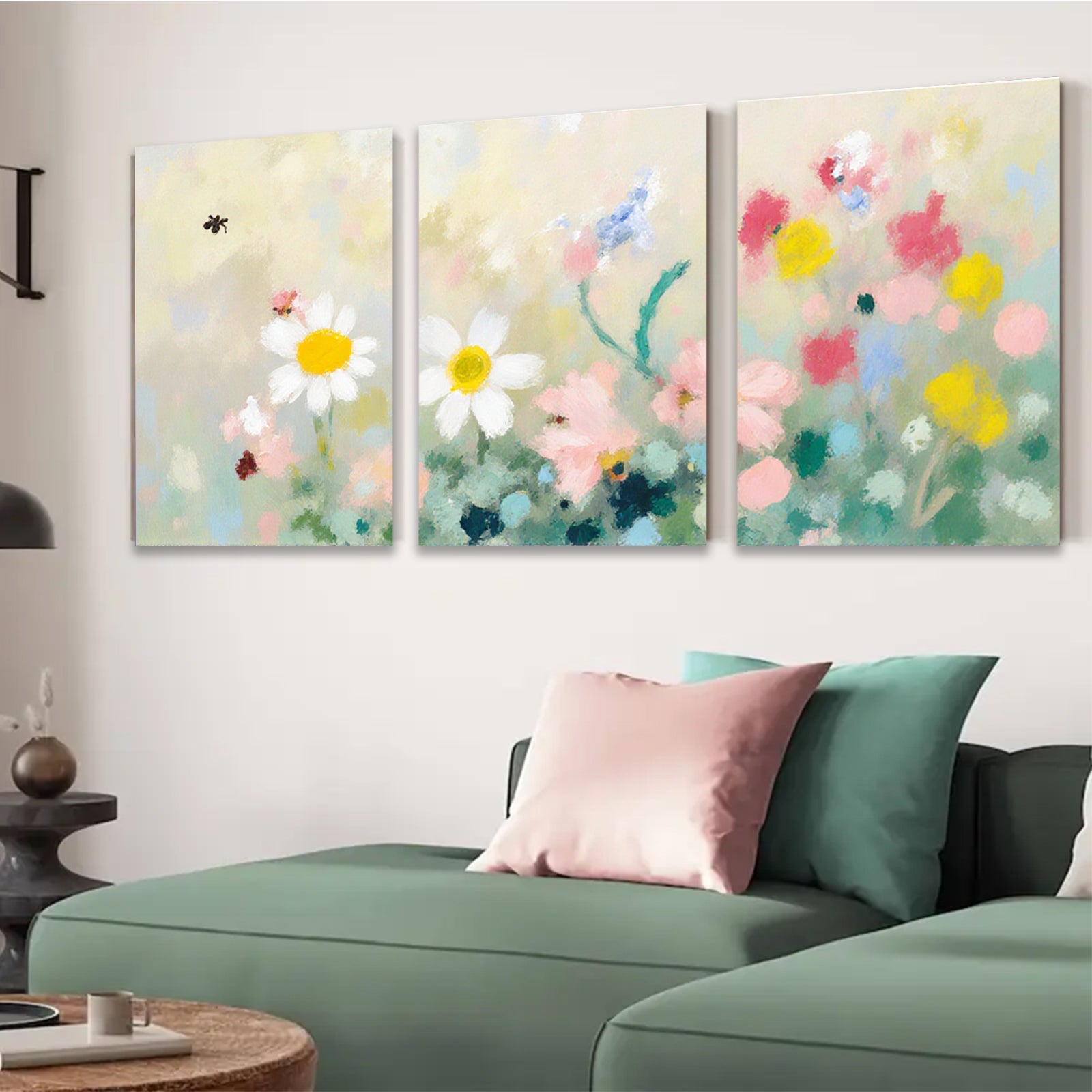 2D flat 1pc Wildflower Meadow Painting Modern Farmhouse Wall Art for Living Room Bedroom Decor Botanical Prints Canvas Artwork Cozy Home Accents