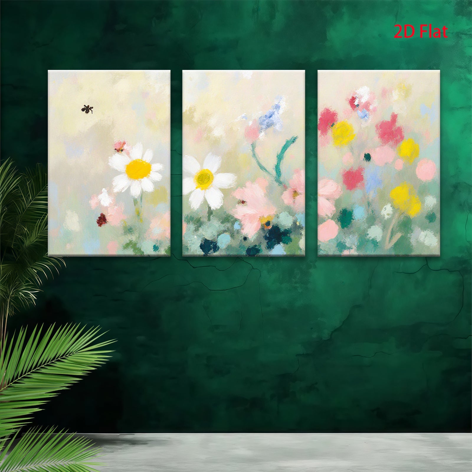 2D flat 1pc Wildflower Meadow Painting Modern Farmhouse Wall Art for Living Room Bedroom Decor Botanical Prints Canvas Artwork Cozy Home Accents
