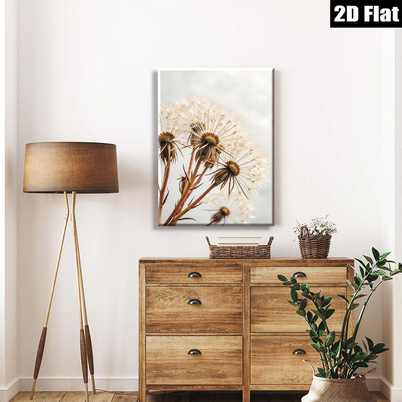 2D flat 1pc Wildflower Seed Heads Botanical Farmhouse Wall Art Decor for Living Room Bedroom Gallery Wrapped Canvas Prints Modern Minimalist Aesthetic Home Decorations