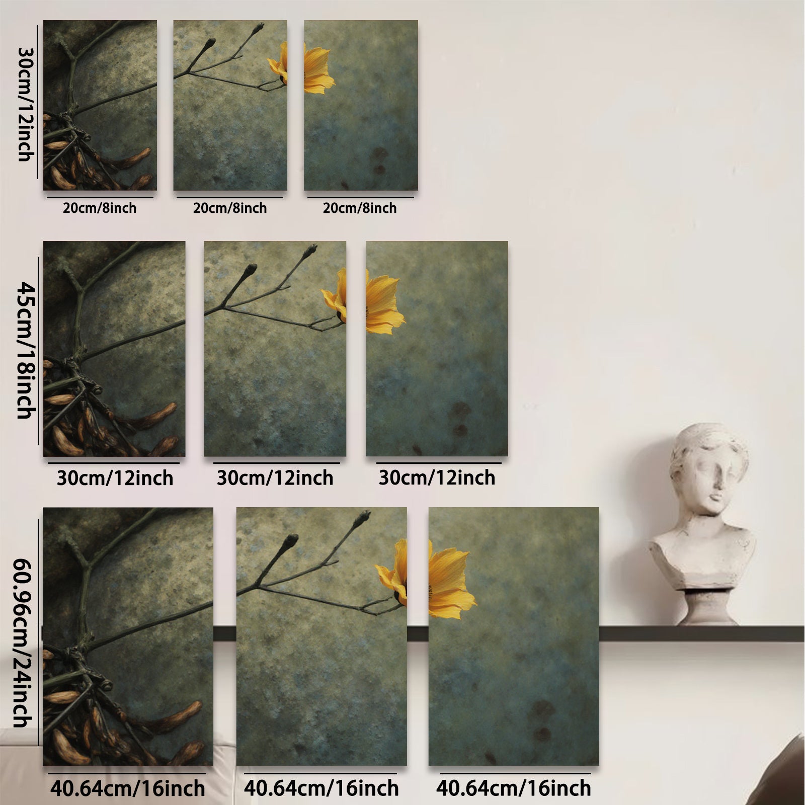 2D flat 1pc Wildflower Stem Botanical Wall Art Decor for Living Room Bedroom Farmhouse Style Gallery Wrapped Canvas Prints Modern Minimalist Art