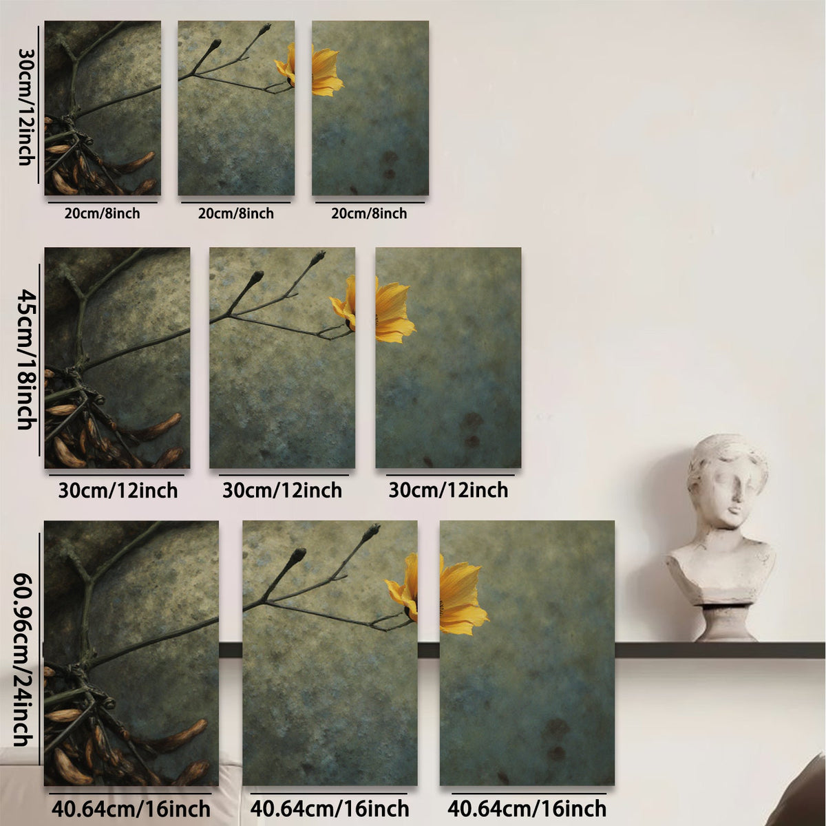 2D flat 1pc Wildflower Stem Botanical Wall Art Decor for Living Room Bedroom Farmhouse Style Gallery Wrapped Canvas Prints Modern Minimalist Art
