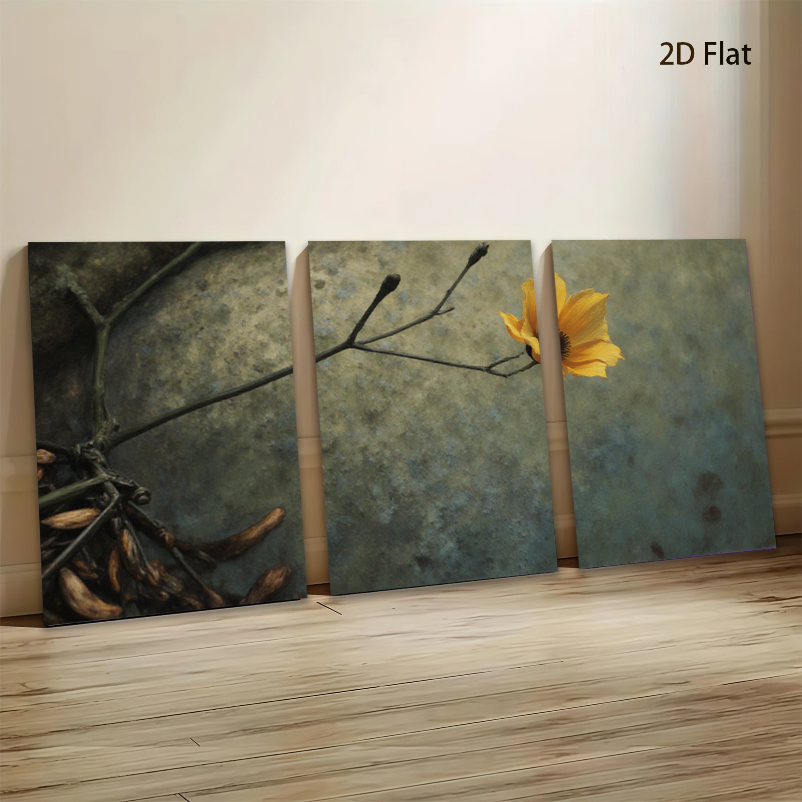 2D flat 1pc Wildflower Stem Botanical Wall Art Decor for Living Room Bedroom Farmhouse Style Gallery Wrapped Canvas Prints Modern Minimalist Art