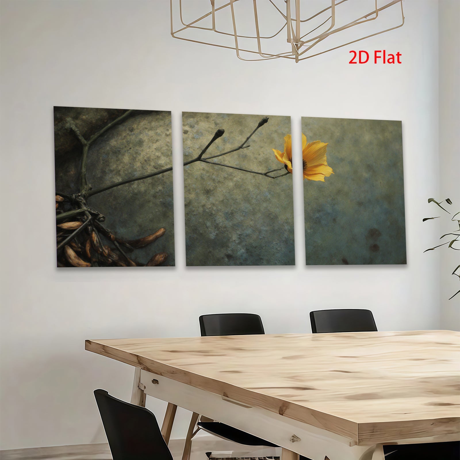 2D flat 1pc Wildflower Stem Botanical Wall Art Decor for Living Room Bedroom Farmhouse Style Gallery Wrapped Canvas Prints Modern Minimalist Art
