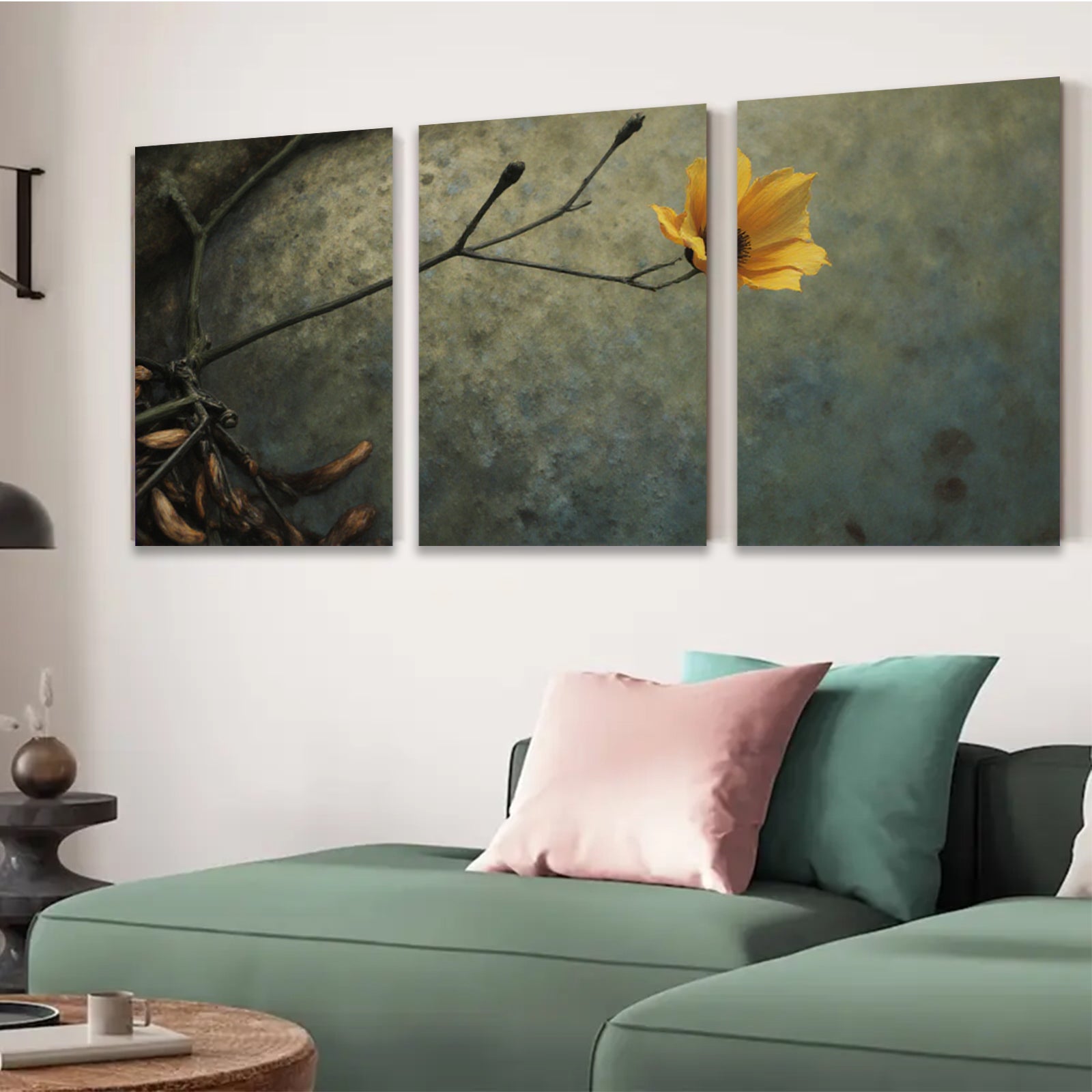 2D flat 1pc Wildflower Stem Botanical Wall Art Decor for Living Room Bedroom Farmhouse Style Gallery Wrapped Canvas Prints Modern Minimalist Art