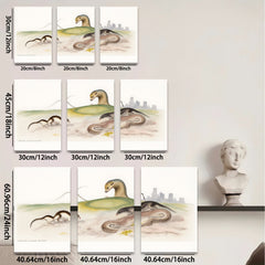 2D flat 1pc Wildlife Illustration Weasels Countryside Scenic Wall Art Home Decor Living Room Bedroom Gallery Wrapped Canvas Prints Modern Farmhouse Style