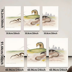 2D flat 1pc Wildlife Illustration Weasels Countryside Scenic Wall Art Home Decor Living Room Bedroom Gallery Wrapped Canvas Prints Modern Farmhouse Style
