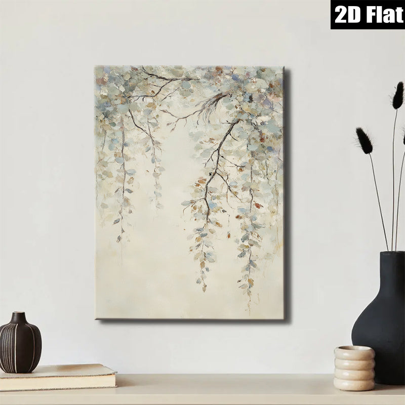 2D flat 1pc Willow Branch Painting Modern Farmhouse Wall Art for Living Room Bedroom Home Decor Gallery Wrapped Canvas Prints Teal Gray Neutral Tones